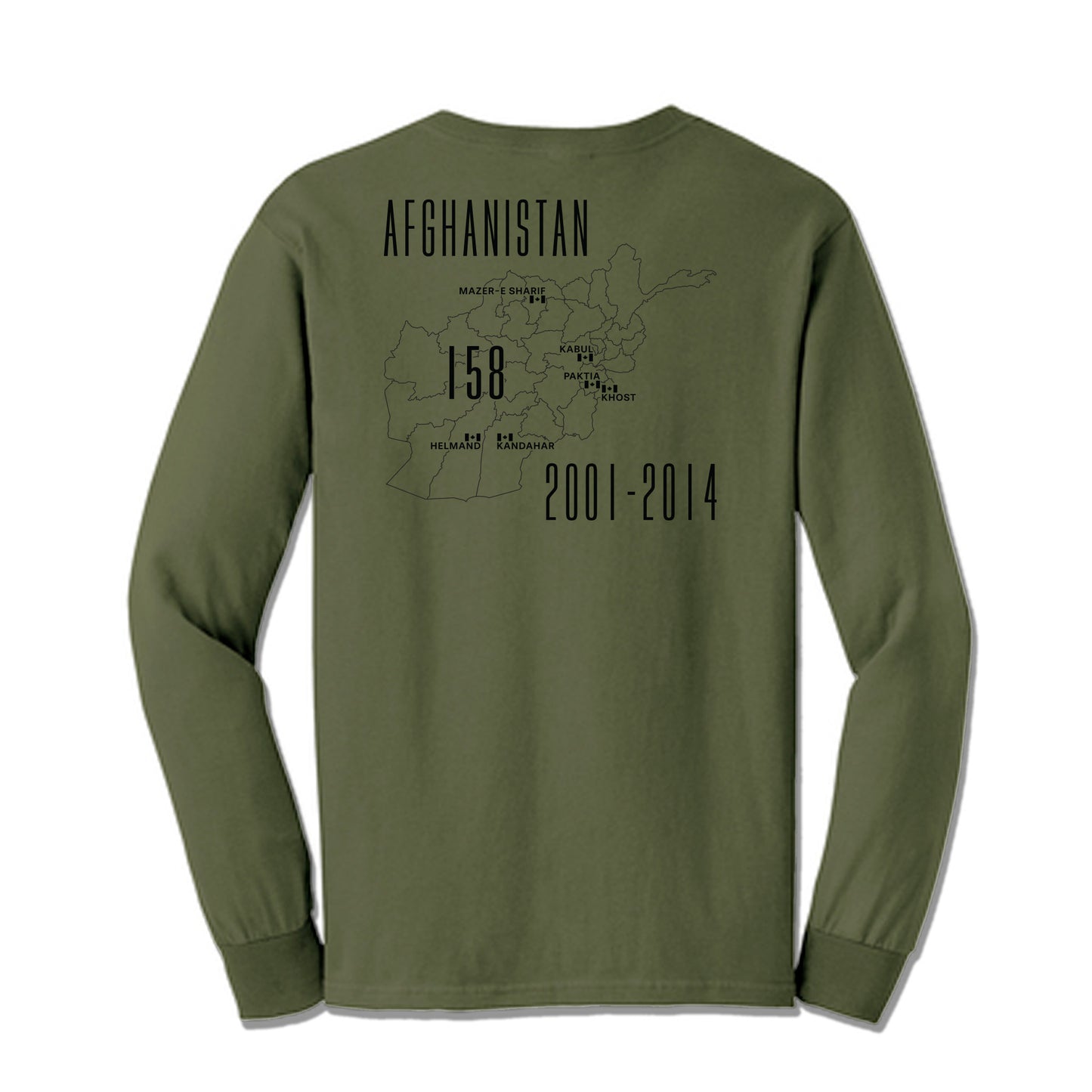 Never Forget-Afghanistan Long Sleeve- Military Green