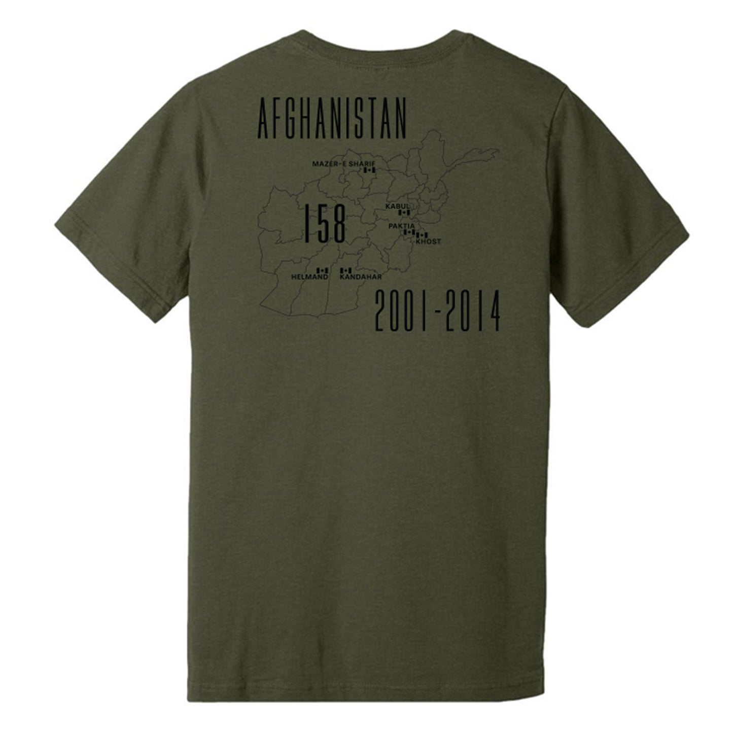 Never Forget-Afghanistan Short Sleeve -  Military Green